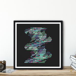 Generative art print, abstract modern poster