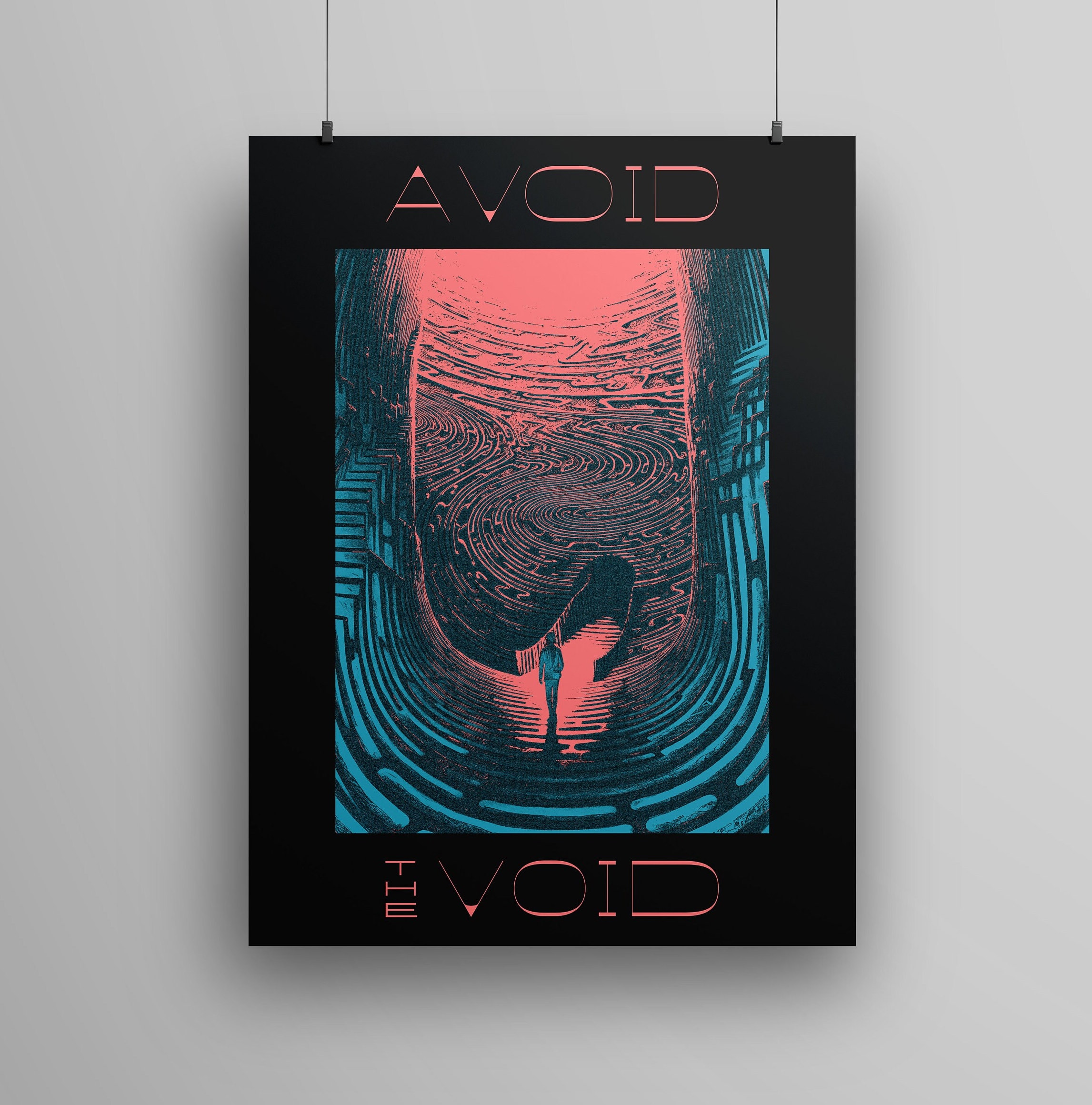 Philosophy Poster 'Avoid the Void' – Vibrant Existentialist Art, Lo-fi Design, Retro Graphics