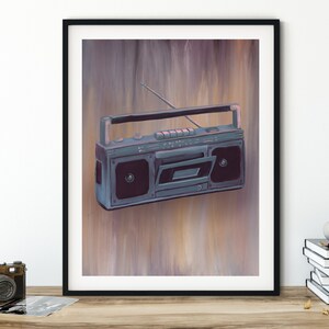 Retro Boombox Digital Painting, art print, nostalgia