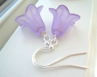 Lucite Flower Earrings - Bridesmaid Earrings - Lucite Jewelry -  Bright Jewelry - Garden Jewelry - Bluebell Flower