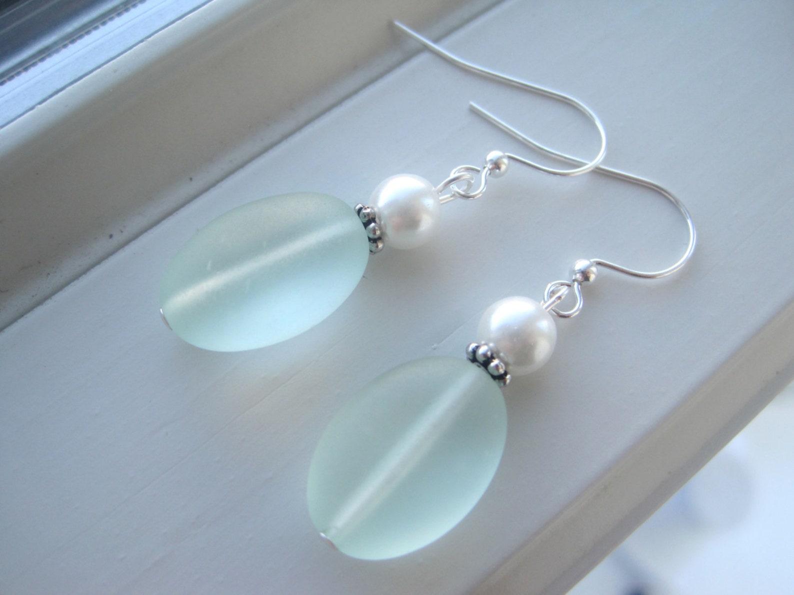 Seafoam Green Earrings Sea Foam Green Jewelry Cultured Sea Etsy