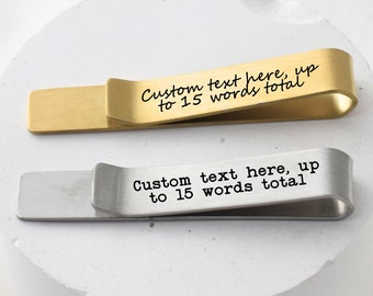 Personalized Hidden Message Tie Bar for Groom Engraved Custom Tie Tack for Father of the Bride gift from Bride Tie Bar Wedding Party Gift