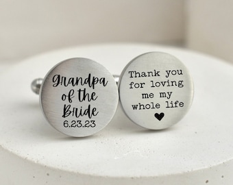 Grandpa of the Bride Gift Engraved Cuff links for Grand Father on wedding day cufflink walk me down aisle gift for grandfather of bride