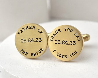 Cufflinks personalized wedding, Engraved cufflinks silver,  Custom cufflinks father of the bride, father of bride cufflinks, silver cufflink