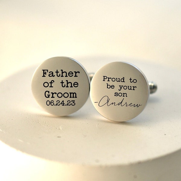 Dad of Groom gift personalized cuff link Father of groom gift custom cufflinks wedding cufflinks engraved cufflinks for men silver cufflinks