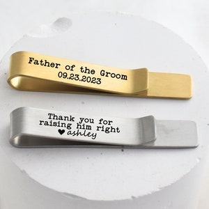Father of the Groom gift for Step Father of the Groom personalized tie bar customized gift Father in law from bride on wedding day groomsmen