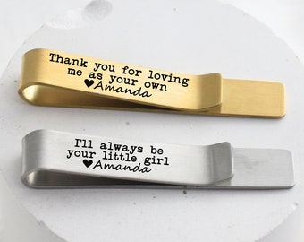 Father of the Bride gift for Step Father of the bride personalized tie bar customized for step Dad from bride on wedding day groomsmen