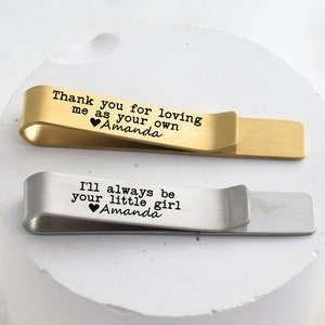 Father of the Bride gift for Step Father of the bride personalized tie bar customized for step Dad from bride on wedding day groomsmen