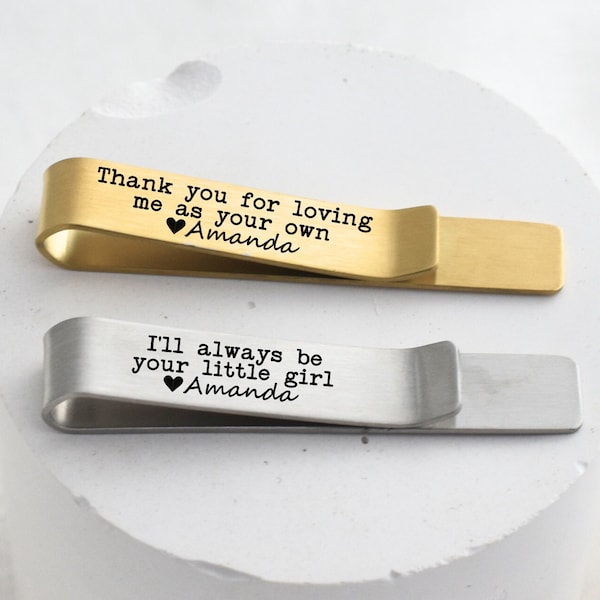 Father of the Bride gift for Step Father of the bride personalized tie bar customized for step Dad from bride on wedding day groomsmen