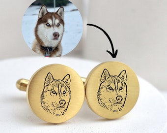 Custom Photo Cuff Links Dog Cufflink Pet Memorial Cuff Links for Groom Gift from Bride on Wedding Day include dog Personalized For Him