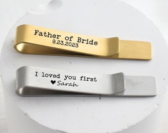 Father of the Bride gift for Step Father of the bride personalized tie bar customized for step Dad from bride on wedding day groomsmen