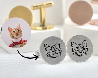 Custom Cuff Links Pet Cufflink Pet Memorial Cuff Links for Groom Gift from Bride on Wedding Day include pets Personalized cuff links For Him