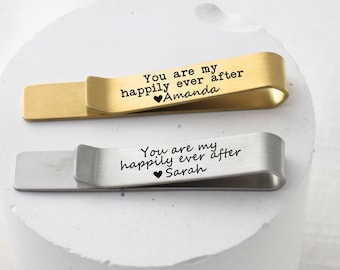 Gift for groom from bride on wedding day personalized tie bar for groom tie clip for husband on wedding gift groom from wife personalized