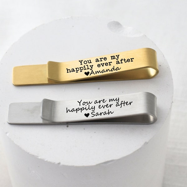 Gift for groom from bride on wedding day personalized tie bar for groom tie clip for husband on wedding gift groom from wife personalized