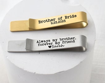 Brother of the bride gift from bride on wedding day tie clip for brother with custom engraving for wedding accessories for groomsmen