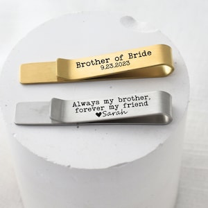 Brother of the bride gift from bride on wedding day tie clip for brother with custom engraving for wedding accessories for groomsmen