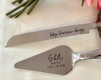 Cake cutting wedding set Engraved cake cutting knife personalized wedding cake cutting set Cakeknife Bridal cake knife cake server engraved