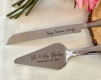 Cake cutting wedding set Engraved cake cutting knife personalized wedding cake cutting set Cakeknife Bridal cake knife cake server engraved