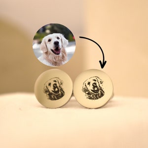 Custom Pet Portrait for wedding day engraved cufflinks photo of pet memorial wedding day gift for groom dog dad include pets in wedding