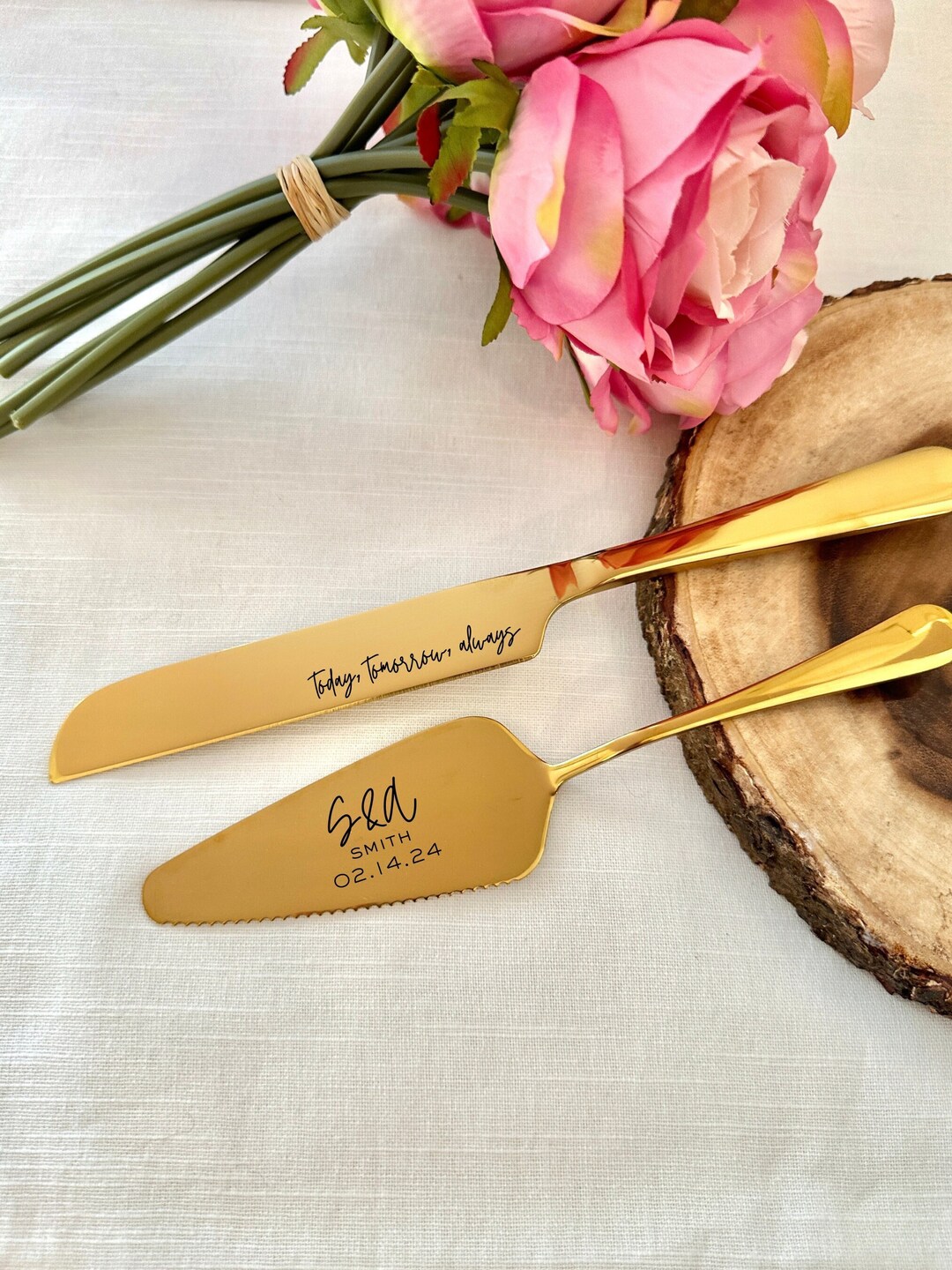 Cake Cutting Wedding Set Engraved Cake Cutting Knife Personalized