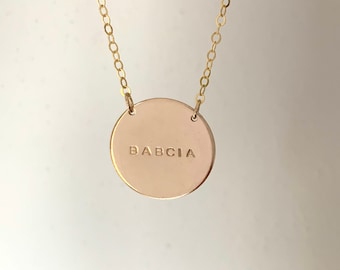 14K Gold Name Disc Necklace Initial Necklace Personalized