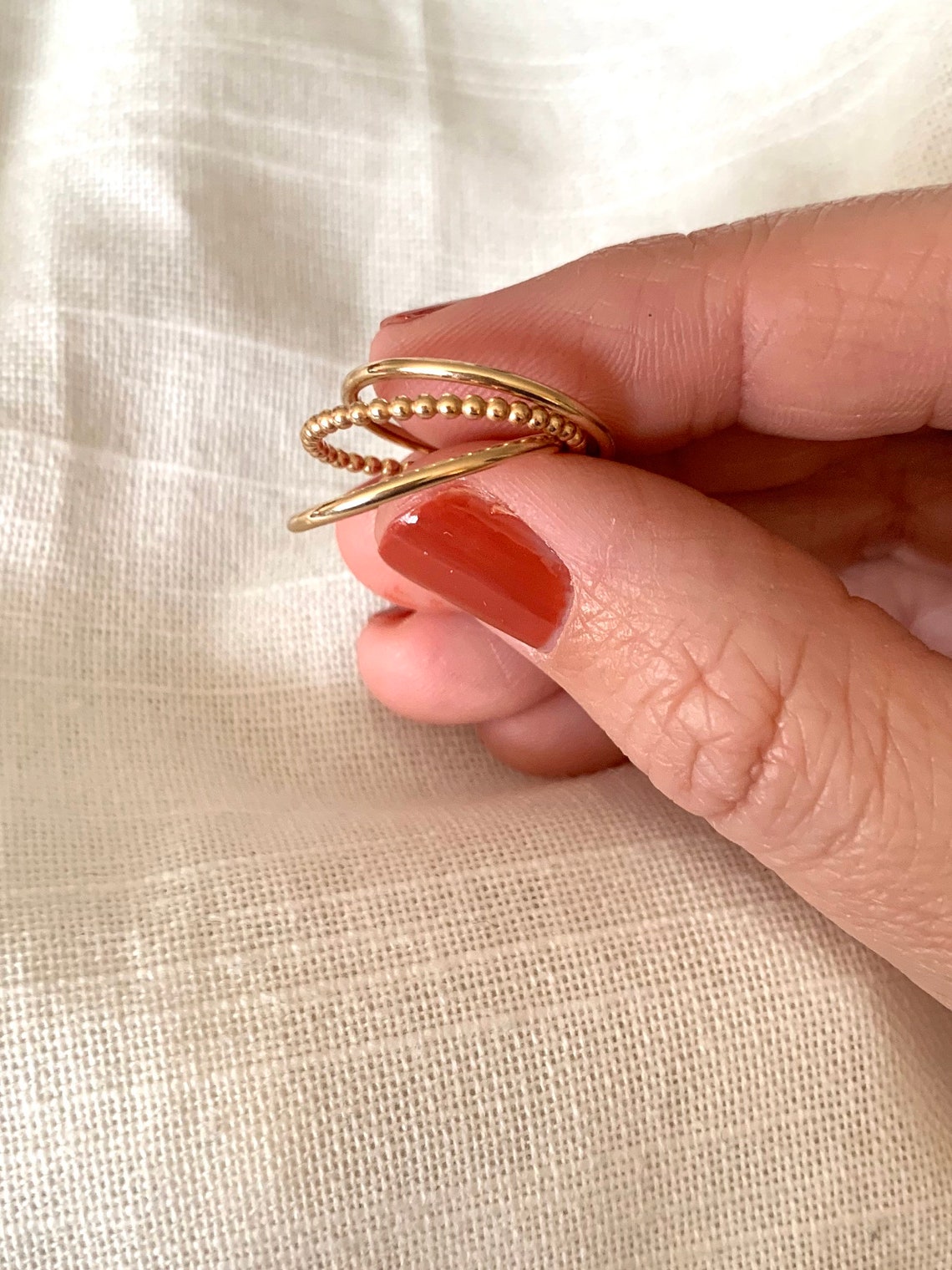 Diamday Anelli Impilabili In Oro 14k - Set 3 Pezzi Per Donne, Sottili E Minimalisti - Foto 11