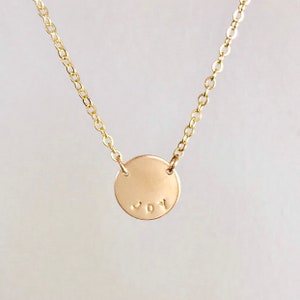 Tiny Gold Coin Necklace Initial, Monogram
