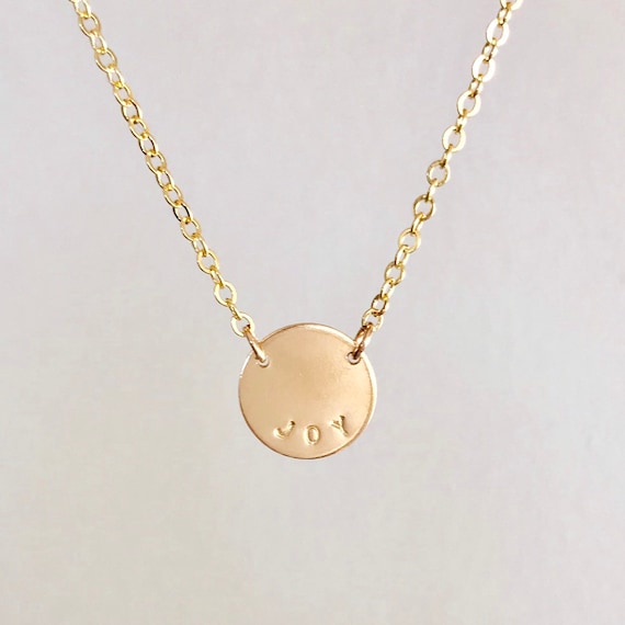 Tiny Gold Coin Necklace Initial Monogram | Etsy