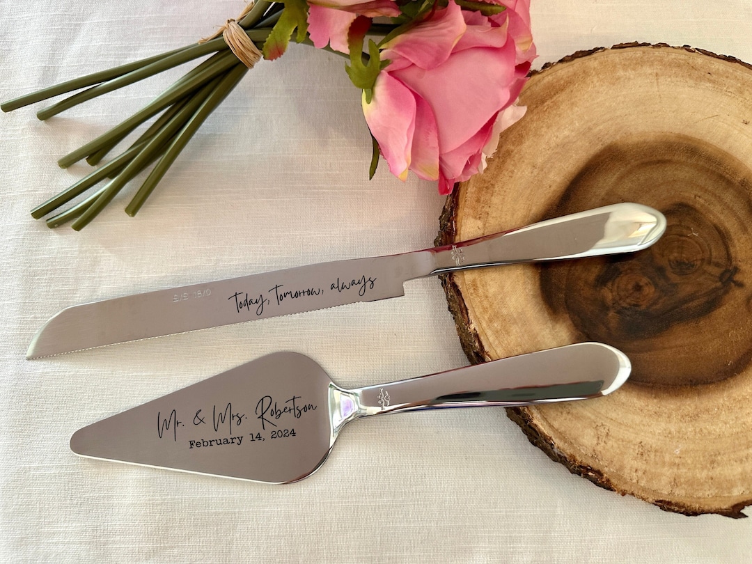 Cake Cutting Wedding Set Engraved Cake Cutting Knife Personalized