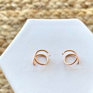 Genuine Rose Gold Tiny Twist Hoop Earrings Rose Gold Mini Hoops, Rose Gold Filled Small Huggie Hoop Earrings, Rose Gold Sleeper Earrings