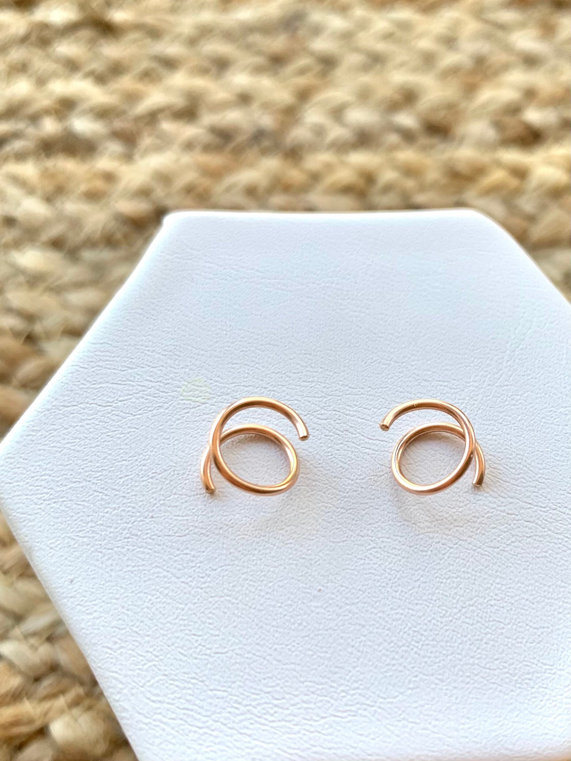 9ct Rose Gold Diamond Cut Hoop Earrings 20mm Hinged Sleeper - Made In Italy With Gift Box