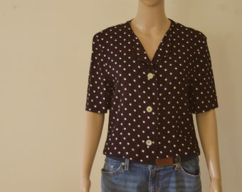 Vintage 80's boxy black polka dot shirt