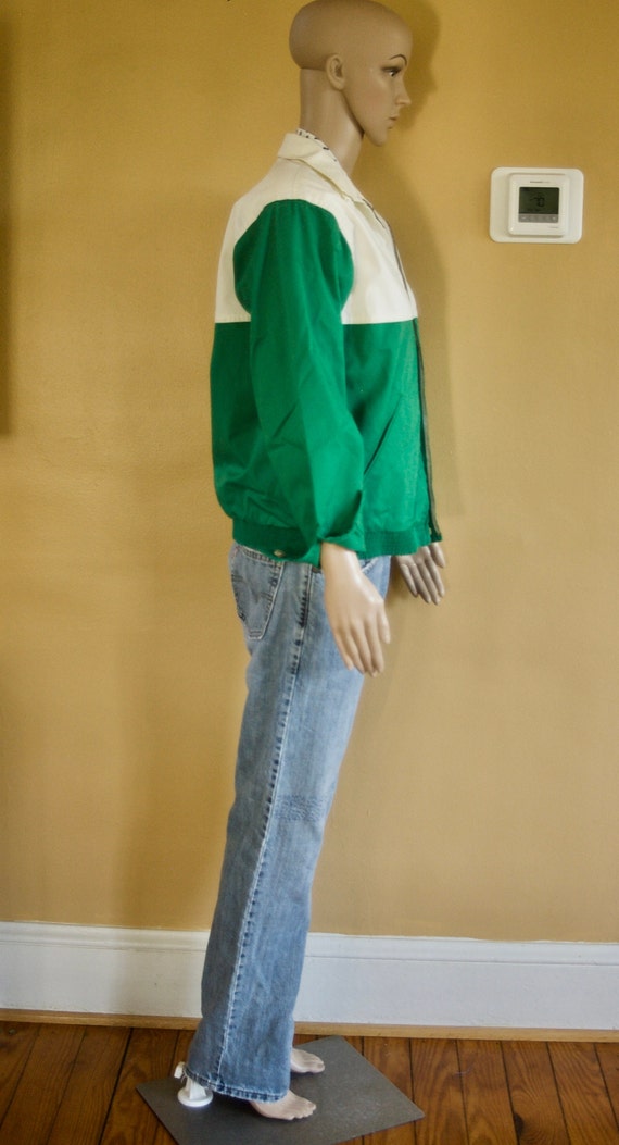 Vintage 1980's Kelly green and ivory cotton jacket - image 3