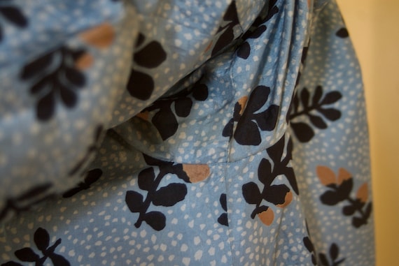 Vintage 80's blue silk shift dress Marimekko-styl… - image 10