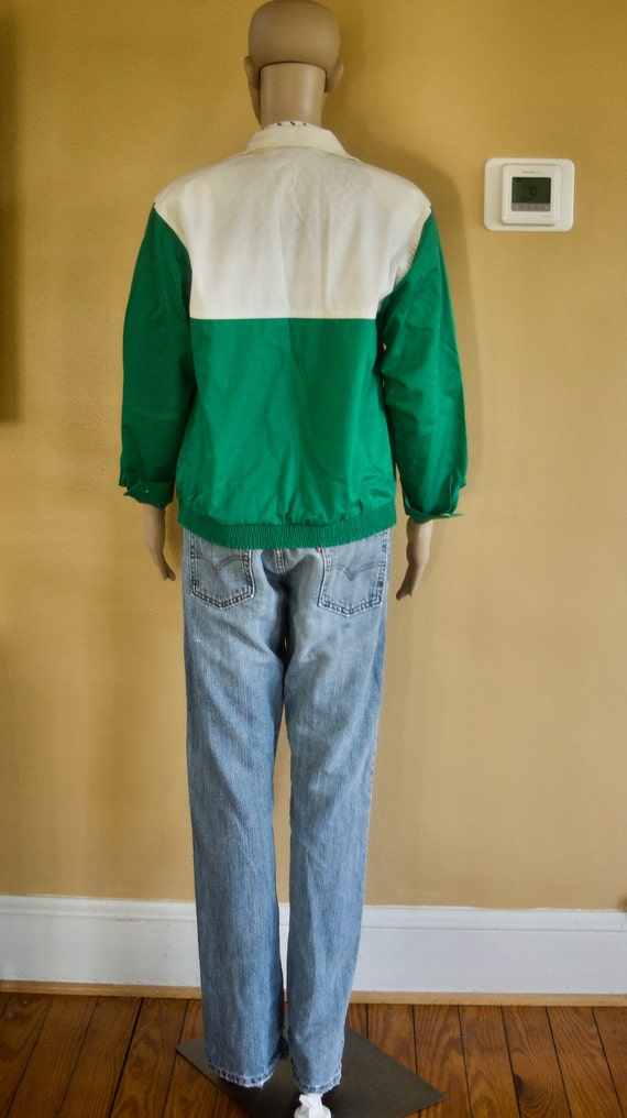Vintage 1980's Kelly green and ivory cotton jacket - image 4