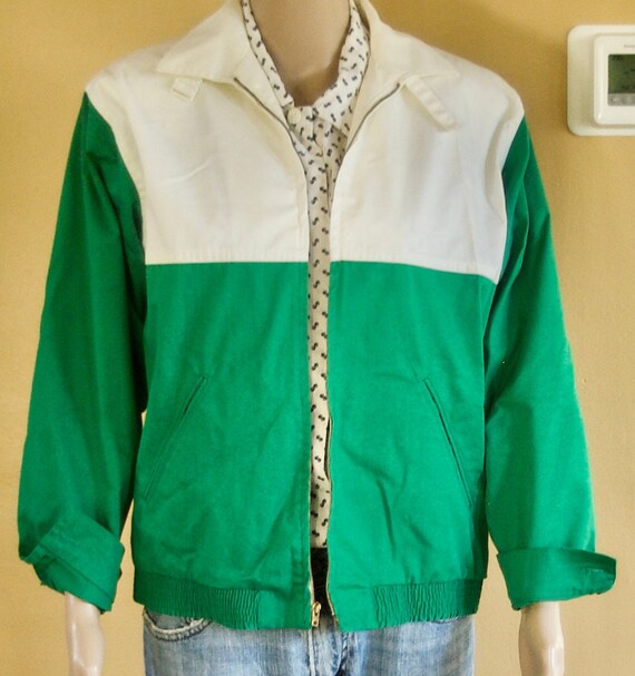 Vintage 1980's Kelly green and ivory cotton jacket - image 10