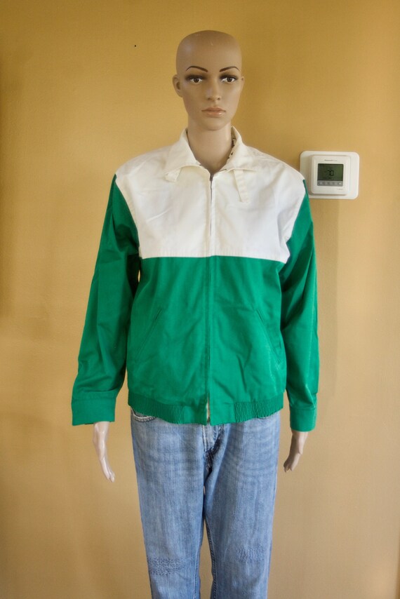 Vintage 1980's Kelly green and ivory cotton jacket - image 2