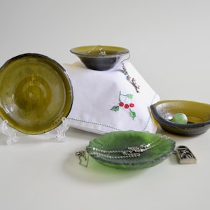 Sea Glass Ring Dish: Recycled Green Glass Jewelry Holder
