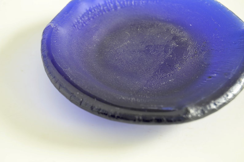 Glass ring dish or soap dish,cobalt blue recycled glass dish, 3.5 image 6