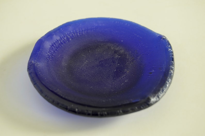 Glass ring dish or soap dish,cobalt blue recycled glass dish, 3.5 image 5