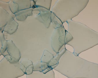 Recycled Glass Flower Suncatcher: Pale Blue Upcycled Wall Art