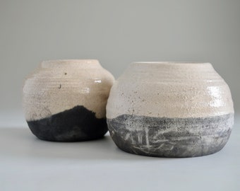 Raku vases black and white