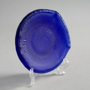 Glass ring dish or soap dish,cobalt blue recycled glass dish, 3.5 image 3