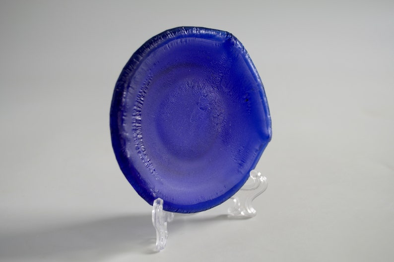 Glass ring dish or soap dish,cobalt blue recycled glass dish, 3.5 image 3
