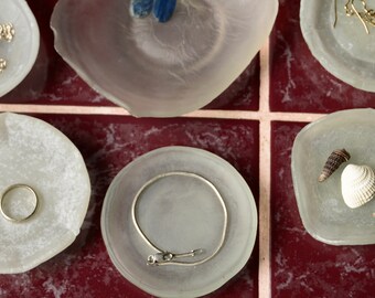 Recycled Glass Ring Dish: Frosted Sea Glass Bowl