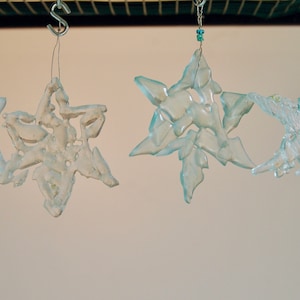 Glass star suncatcher or ornament, aqua color, recycled bottles,upcycled glass,4"