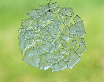 Upcycled Glass Suncatcher: Abstract Frosted Recycled Bottle Art
