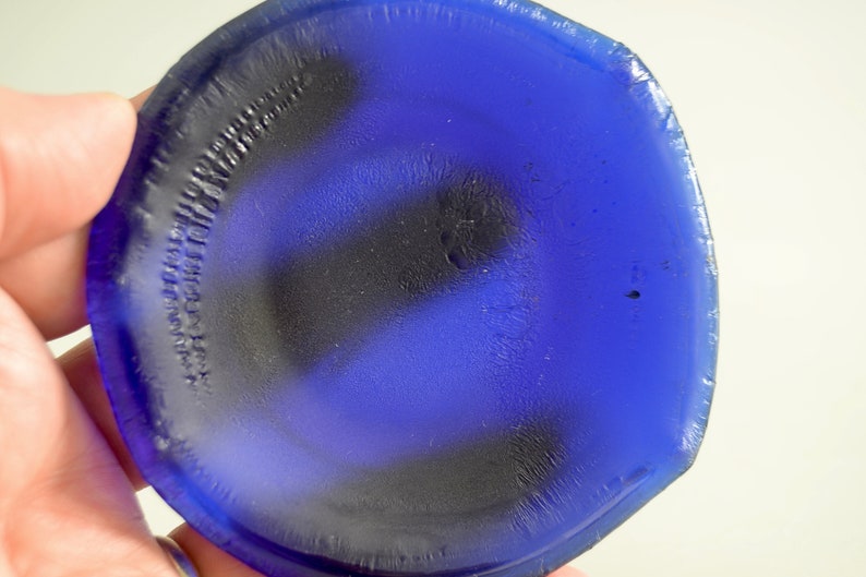 Glass ring dish or soap dish,cobalt blue recycled glass dish, 3.5 image 4