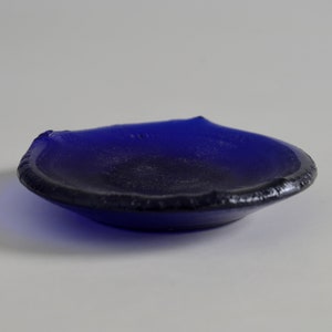 Glass ring dish or soap dish,cobalt blue recycled glass dish, 3.5 image 1