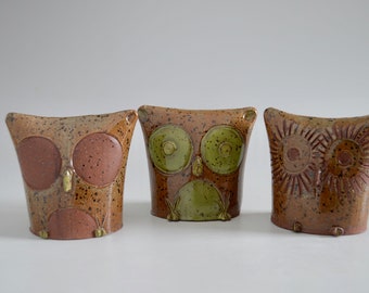 assorted Owls, speckle brown stoneware, comes with a poem, 4"